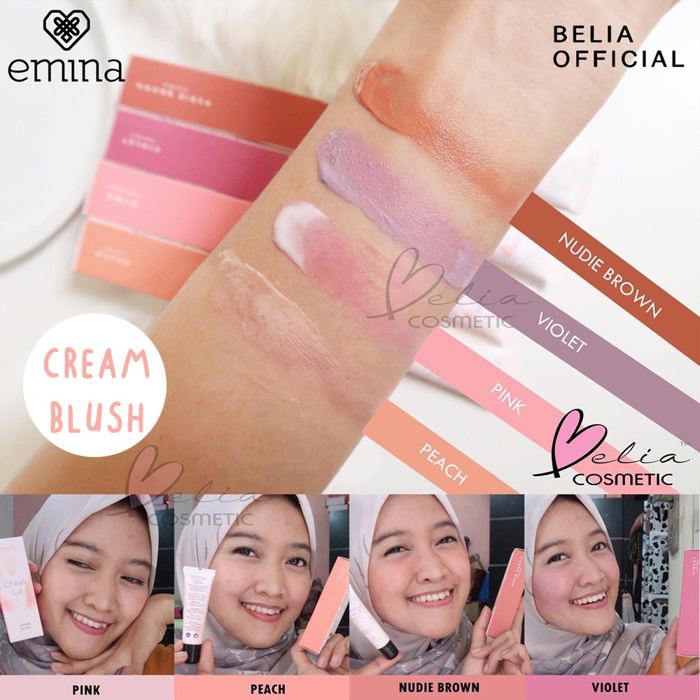 ❤ BELIA ❤ EMINA Cheek Lit Pressed Blush On, Cream, Blush Stick, Highlighter Powder ✔️BPOM Cheeklit