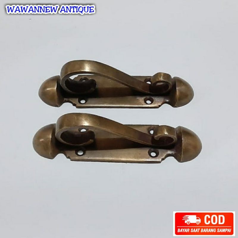 Handle / Tarikan Laci Gagang Lemari Pintu Rumah Kuningan Antik Motif Cumi 11cm