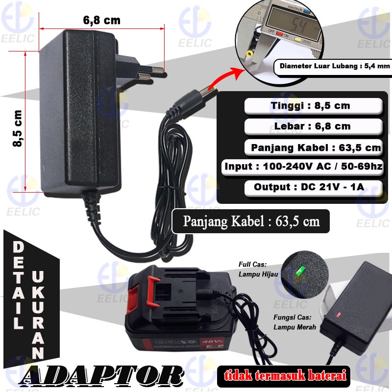 EELIC ADT-C48V Adaptor charger baterai mesin bor gerinda baterai 36v-48v