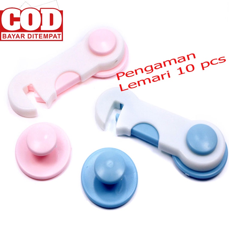 Paket 10 Pcs Alat Pengaman Kunci Lemari / Laci Safety Lock Pengaman Anak / Kunci Pengaman Pintu Lemari / Safety Lock / Pengaman Lemari Murah