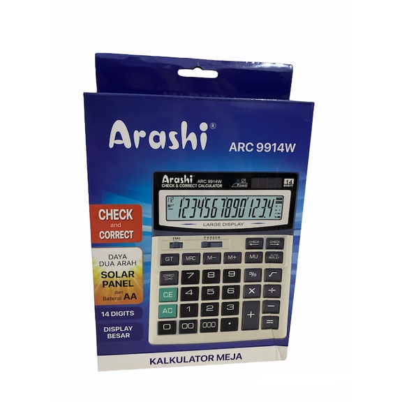 

Arashi Kalkulator Calculator ARC 9914W 14 Digit Layar Besar ORIGINAL
