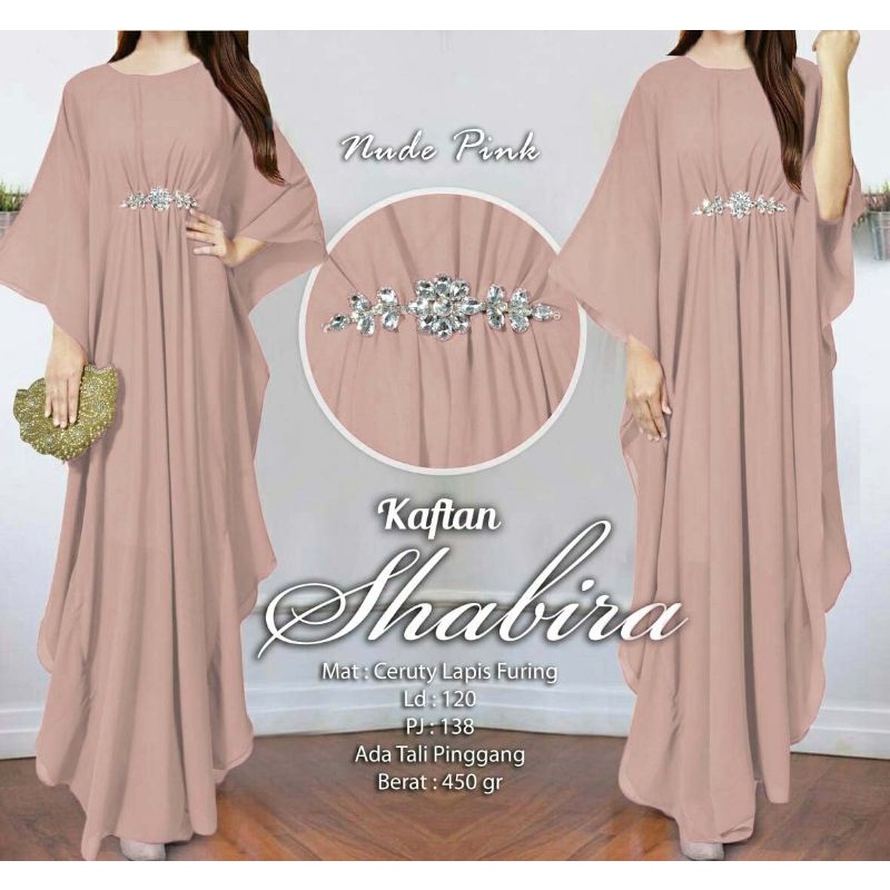 Arnis Shabira Kaftan Original Busui Friendly Ceruty Babydoll-Nude