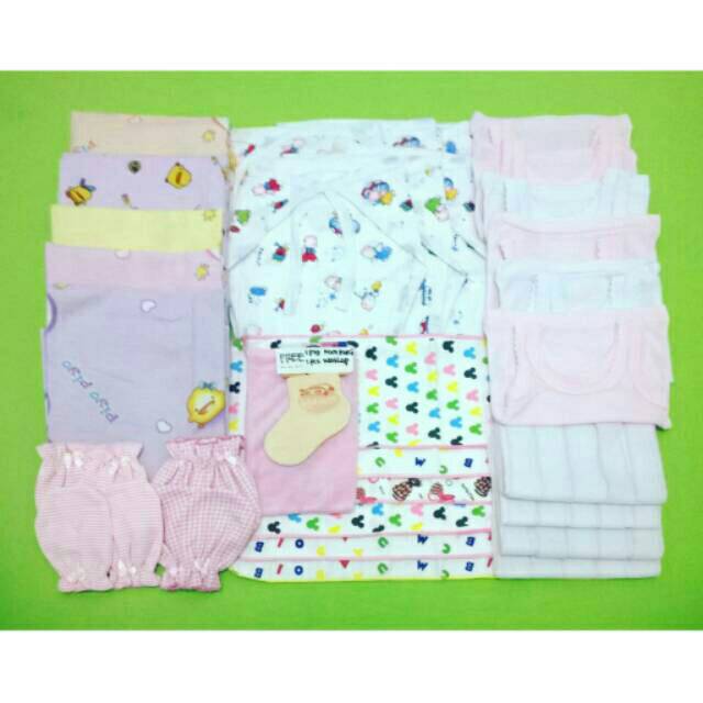 35pcs Perlengkapan Bayi Baru Lahir Popok Kaos Kaki Gurita Singlet Newborn Gift Set Kado Perempuan-2