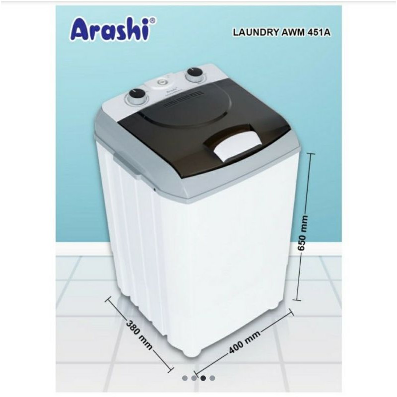 Mesin Cuci Mini Portable ARASHI AWM 451A - 4.5 Kg - Mesin Cuci Kecil - Garansi Resmi