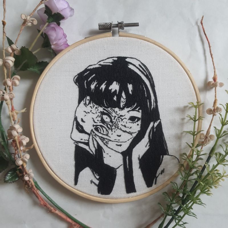 junji ito wall decor embroidery — manga / anime tomie