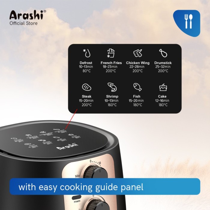 Air Fryer Arashi AAF451 Penggoreng Tanpa Minyak Deep Fryer 4,5 Liter