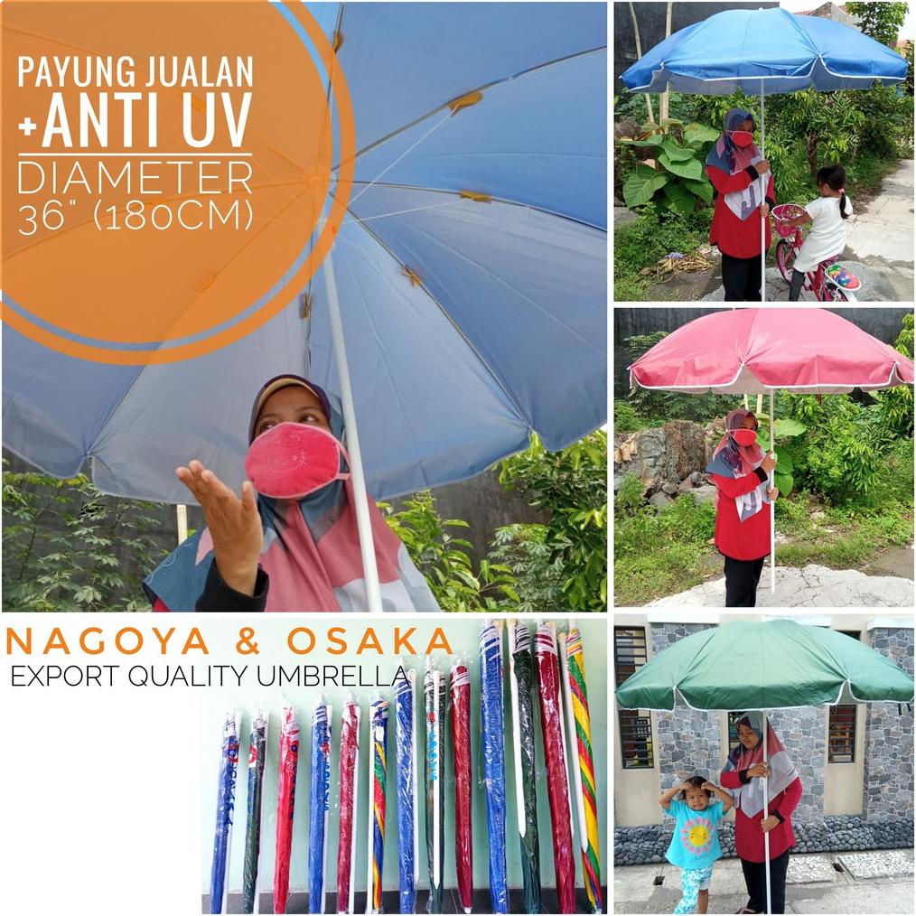 PAYUNG PANTAI TENDA JUALAN JUMBO ANTI UV 35''(170CM) 36''(180CM) PARASOL ORIGINAL OSAKA/NAGOYA TERLA