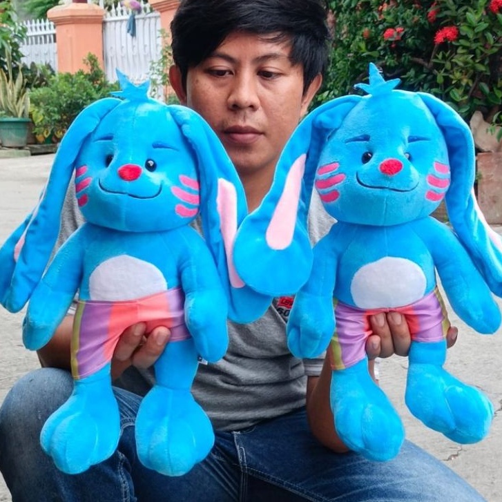 Boneka gembul biru/boneka gembul karakter kelinci kuping panjang