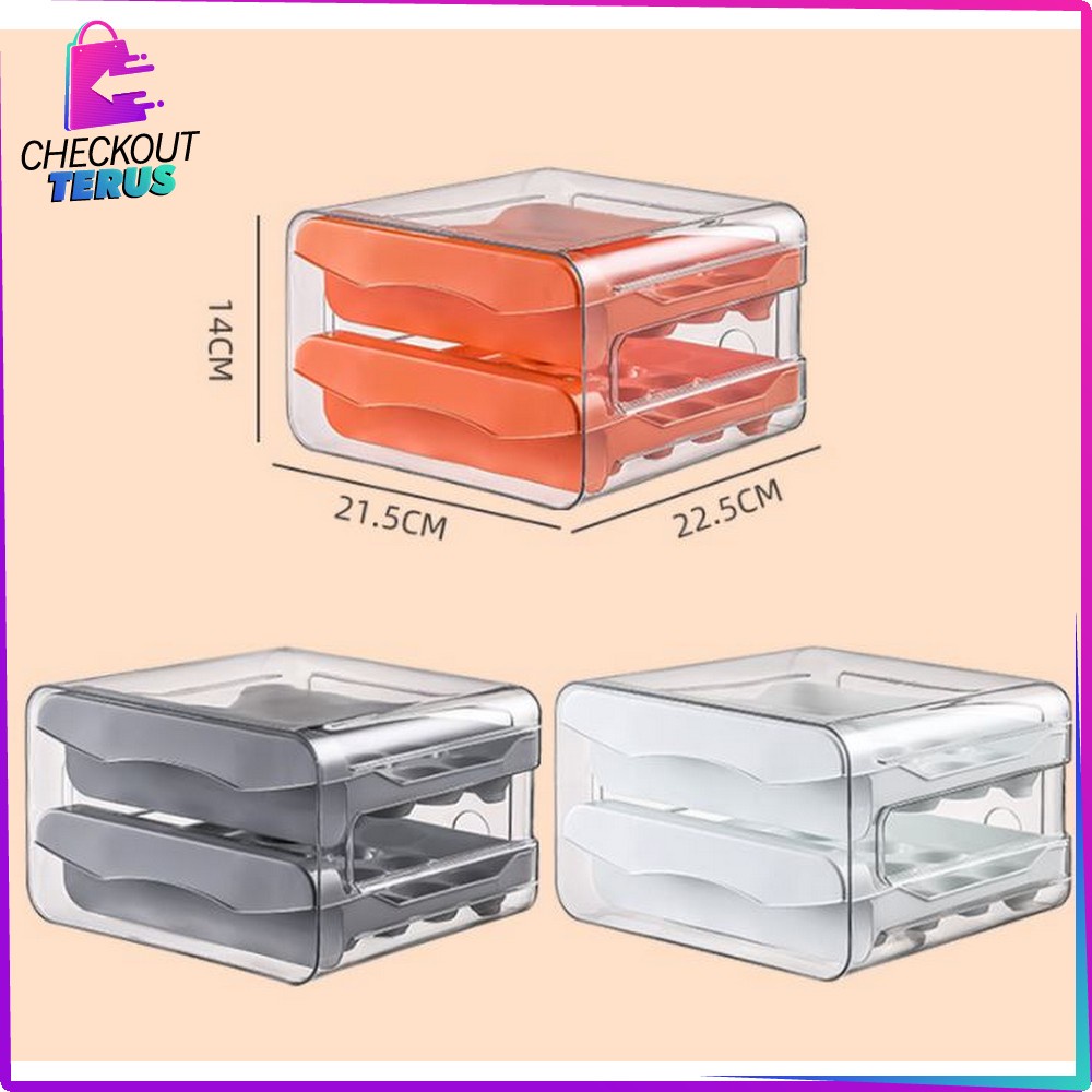 CT C410 Tempat Telur 2 Tingkat Kotak Penyimpanan Telor Serbaguna Kotak Telur 2 Susun Egg Storage Box Organizer