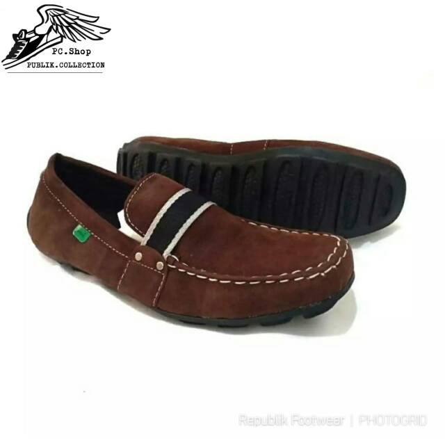 Promoo  Sepatu slip on pria kickers casual slop formal kerja kantor suede kain santai kuliah 4.5