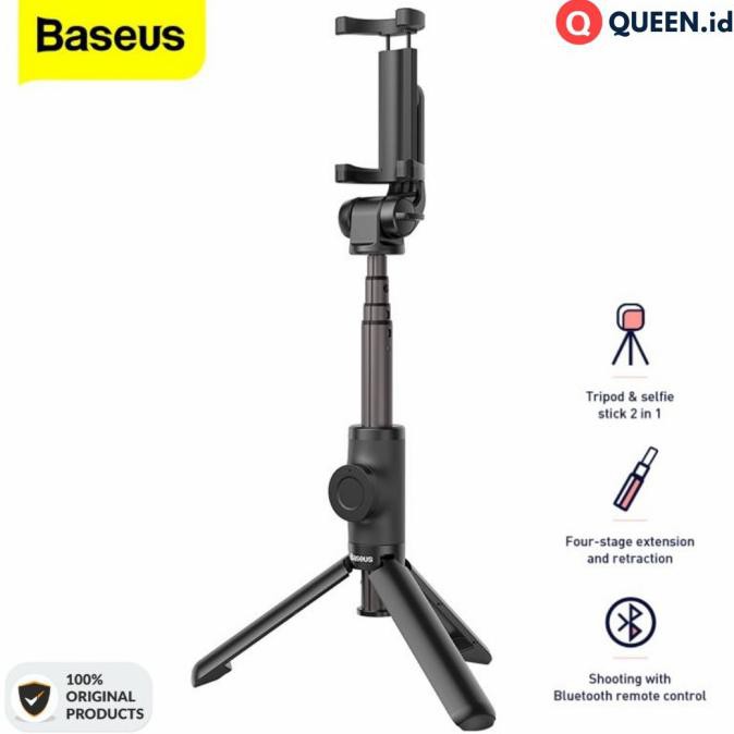 Baseus Tongsis Tripod 2In1 / Tongsis Tripod Bluetooth Folding 2 In 1 - Hitam