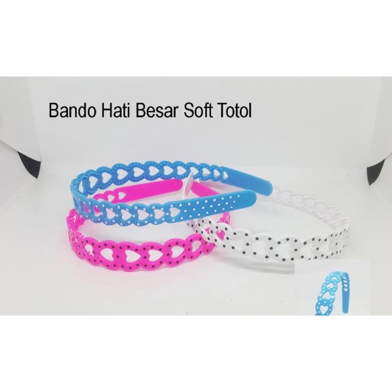 Bando bandana hitam hati polkadot 12pc grosir lusinan