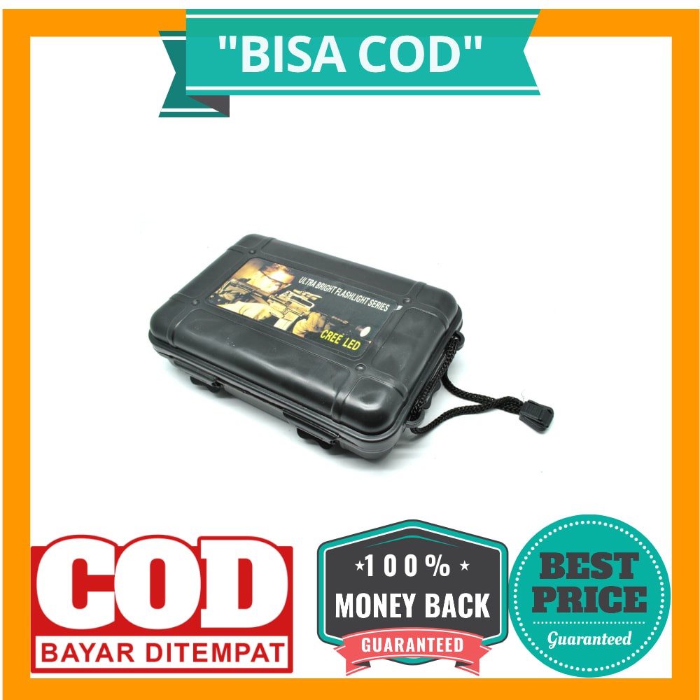 Box Kotak Penyimpanan Plastik Senter LED - Black