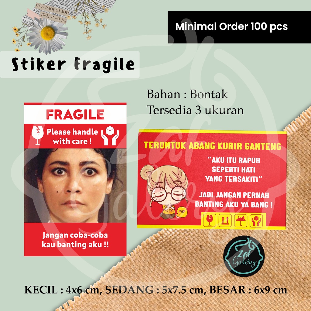 

Stiker label peringatan buka paket / Stiker fragile unik / Stiker barang udah pecah