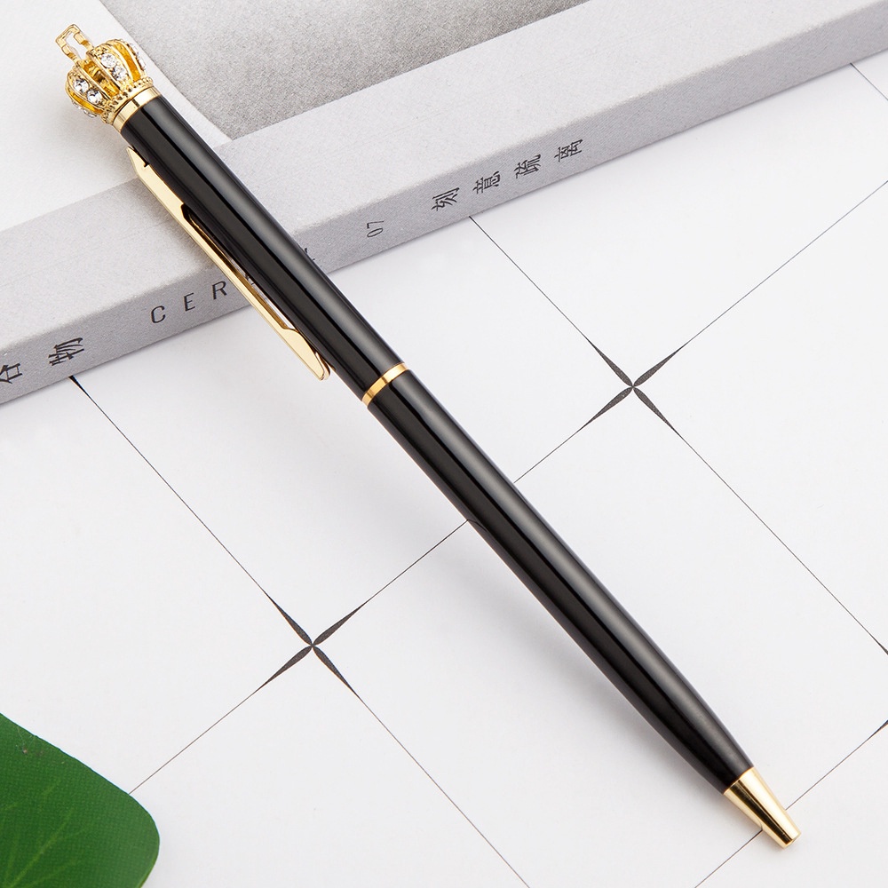 1.0 Mm Rhinestone Golden Rose Gold Silver Crown Ballpoint Pen Ball Pen For Office School Writing Supplies Stationery