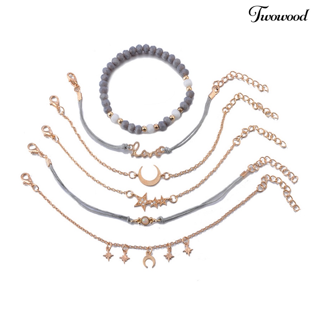 1 Set Gelang Bahan Alloy Tahan Korosi Untuk Wanita