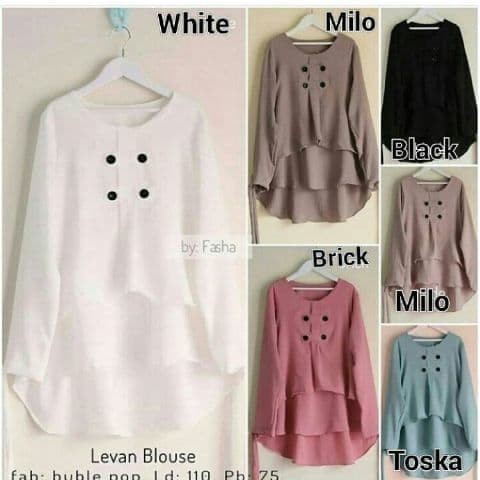 Atasan Wanita Tunik Blouse Atasan Wanita Baju Muslim Blus Muslim Levan - Putih