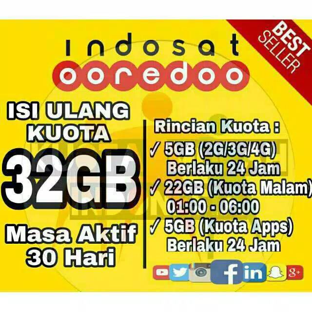 PROMO Indosat paket data internet FREEDOM YELLOW 1GB 2GB 3GB 4GB 5GB 7GB 8GB 10GB 14GB 15GB 20GB