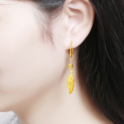 Anting Stud Desain Kupu-Kupu Rumbai Lapis Emas Asli Kadar 375 50 Gaya Untuk Wanita