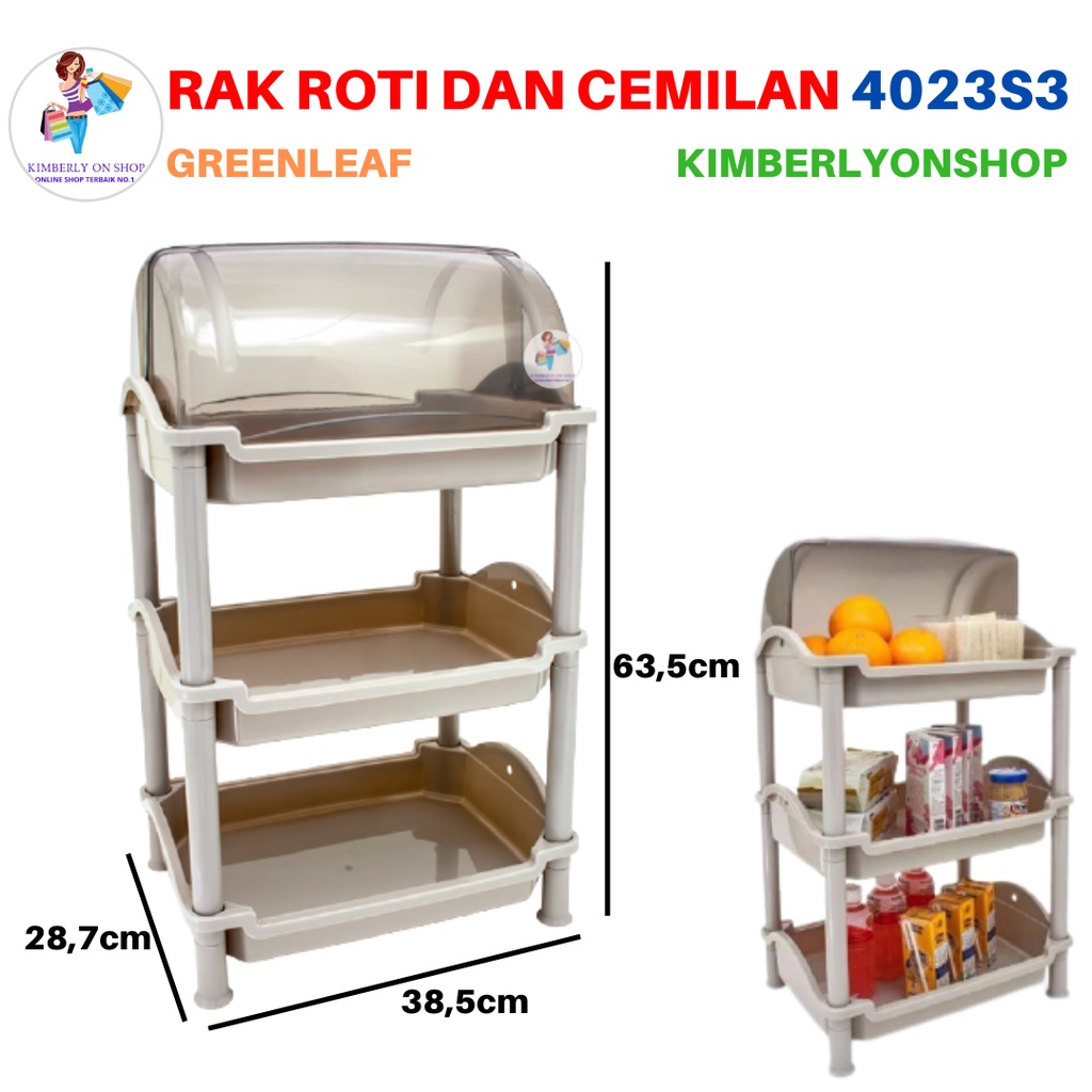 Rak Tempat Roti Serbaguna Plastik Susun 3 4023 S3 Green Leaf DELISH