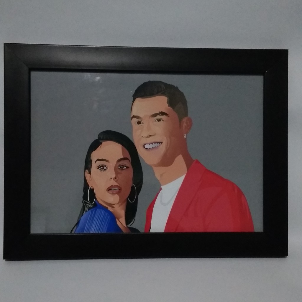foto vektor art couple + cetak A4 + bingkai