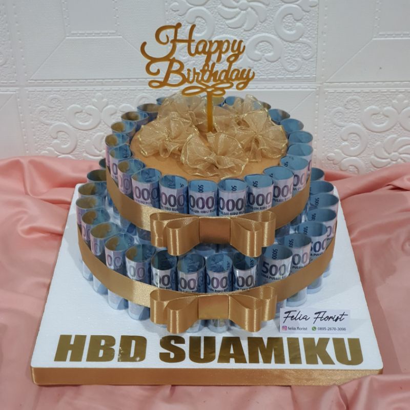 

Kue Ulang Tahun | Birthday Cake | Kado Anniversary | Hadiah Wisuda | Graduation Gift | Dummy Cake | Money Cake 2 Tiers Low Kue Uang