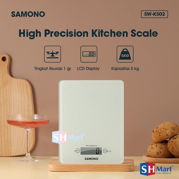 TIMBANGAN ELEKTRIK DAPUR KACA DIGITAL 5 KG SWKS02 SWKS03 LCD DISPLAY TINGKAT SW-KS02 SW-KS03 SAMONO