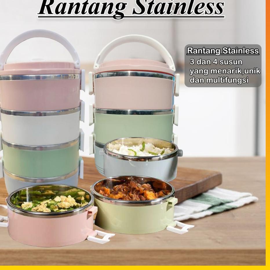 ❋ Rantang Susun 3 Dan 4 Susun Stainles Steel Rantang Tupperware Rantang Bekal ❅