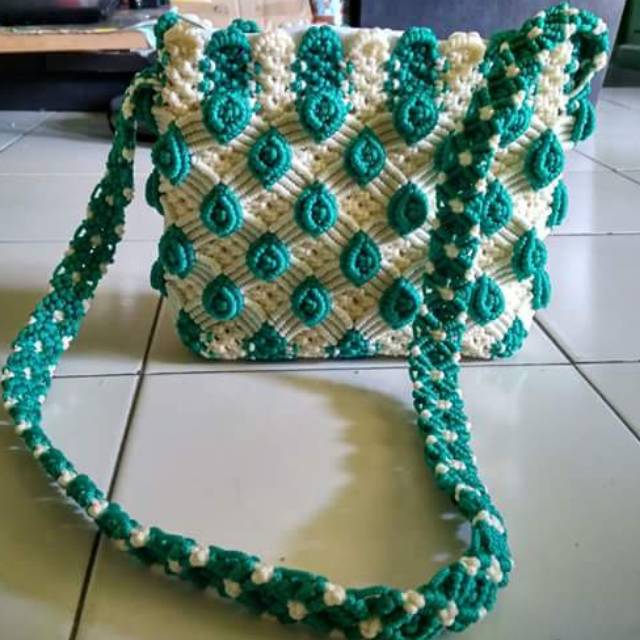 Tas tali kur motif mawar tosca
