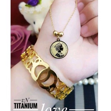 Titanium Set Perhiasan Wanita Gold 48223