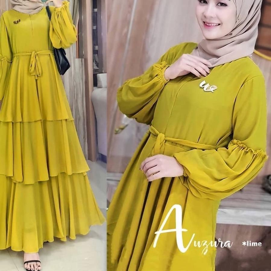 ❂ Anzura Dress / Gamis Muslim Ceruty Babydoll Terbaru 2021 / Dress Polos Casual Lengan Balon Kekinia