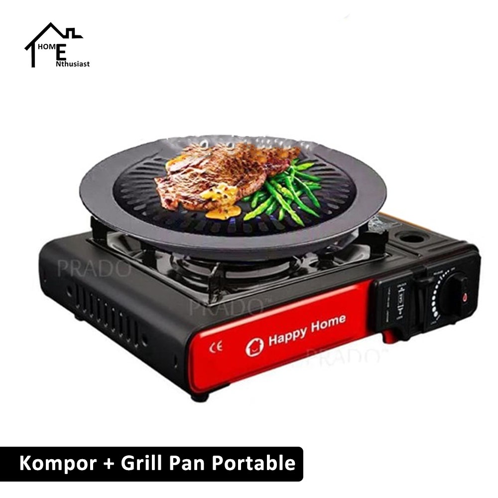 Set Kompor + Grill Pan [ Grill / Daging Steak ] BBQ Portable Premium Alat Panggang Pemanggang Murah