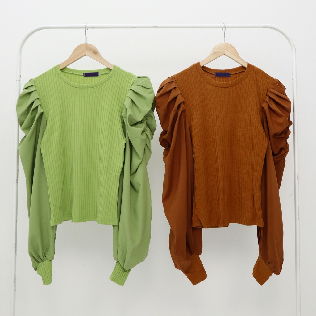 Beybe knit puffy top -Thejanclothes