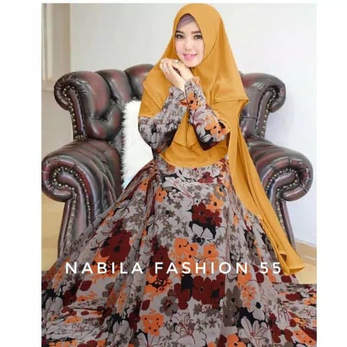 Gamis Syari Fashion Muslim Wanita New Bata Kuning Kunyit Terlaris