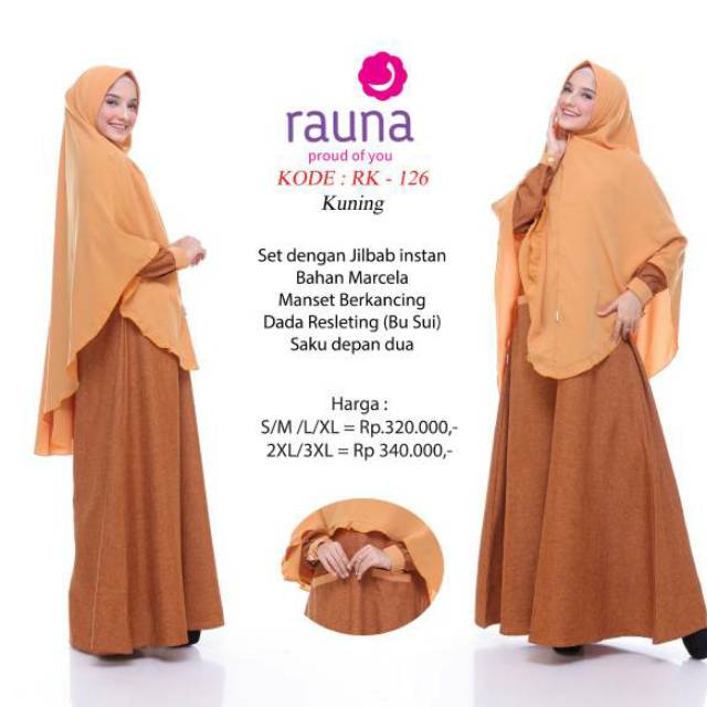 Rauna Rk 126 / Gamis set hijab / Rauna Syari