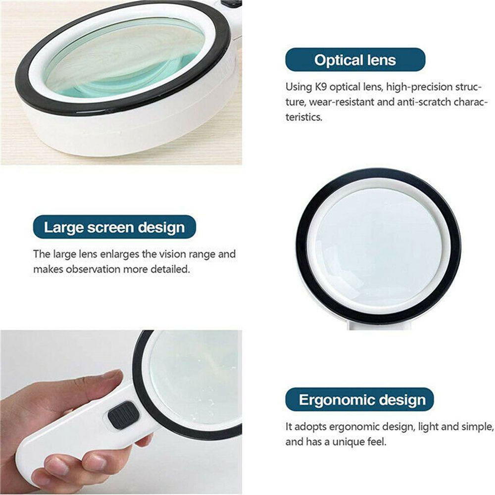 Suyo Magnifier Loupe Alat Perbaikan Perhiasan Model Genggam Dengan LED Menyala