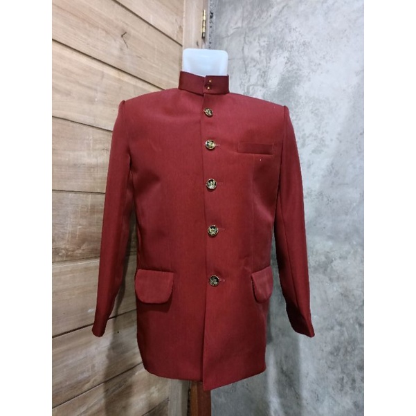 Atasan Among tamu pengantin Beskap Sunda polos Tessa Maroon