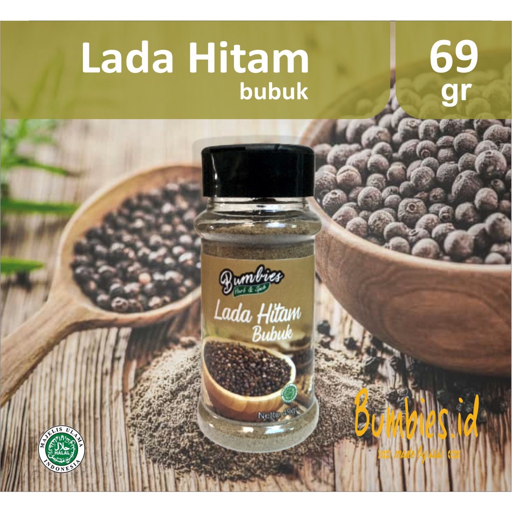 Lada Hitam Bubuk 69gram 𝘽𝙪𝙢𝙗𝙞𝙚𝙨 𝙋𝙧𝙤𝙙𝙪𝙘𝙩 | Ground Black Papper | Rempah-rempah Bumbu Dapur Botol