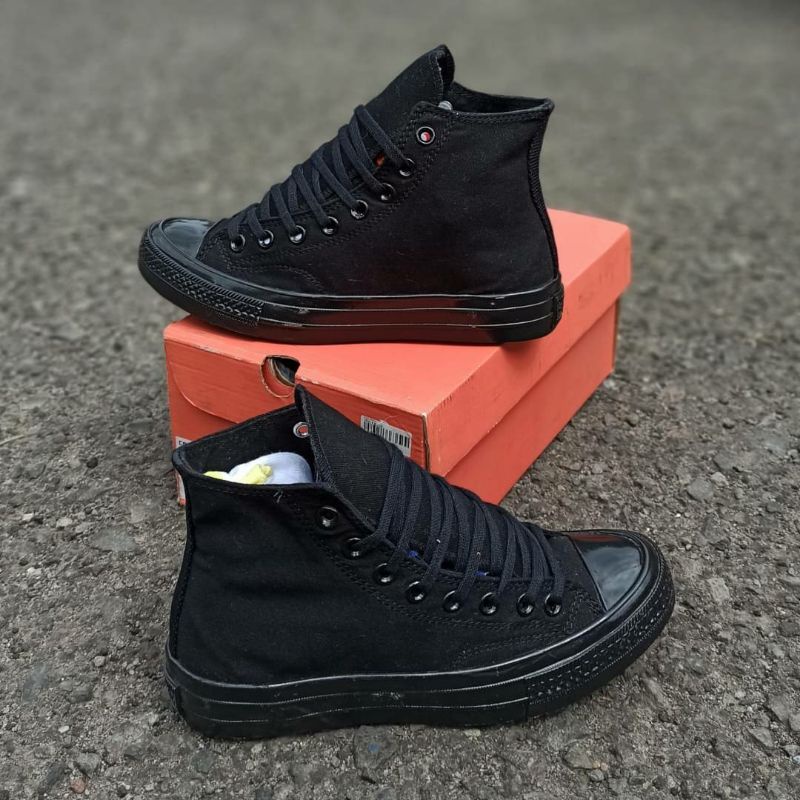 sepatu sekolah CONVERSE_70s high triple black sneakers casual wanita premium tag