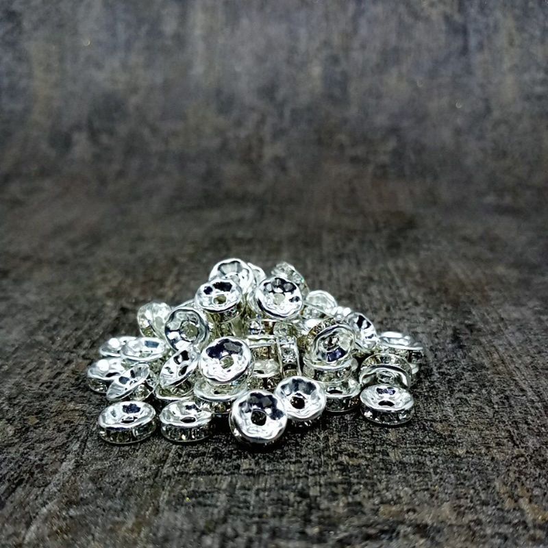 Ring Pembatas Kristal Stoper Rondele 8Mm Rhinestones