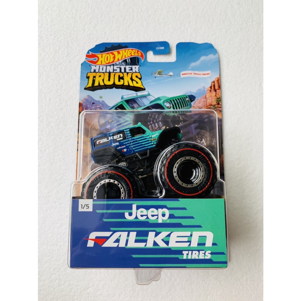 HOTWHEELS HOT WHEELS MONSTER TRUCKS TRUCK 18 JEEP WRANGLER UNLIMITED FALKEN TIRES DIECAST MINIATUR M