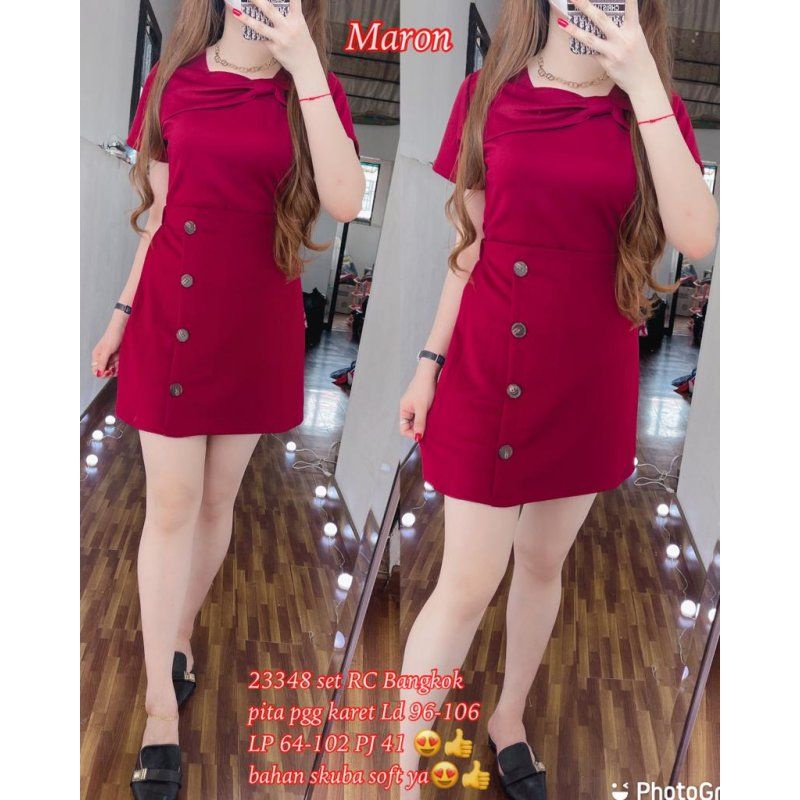 23348/YZ SETELAN WANITA ROK CELANA SCUBA BKK