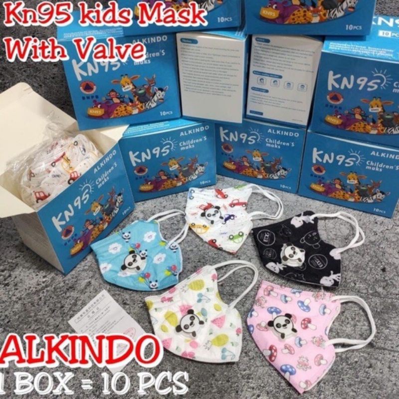 MASKER KN95 MASKER ANAK MOTIF DI LENGKAPI KATUP HARGA PER BOX ISI 10PCS