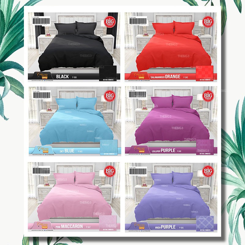 California Bedcover + Sprei Polos 180x200 Hitam Merah Biru Pink Black Orange Ungu - King 180 Bc