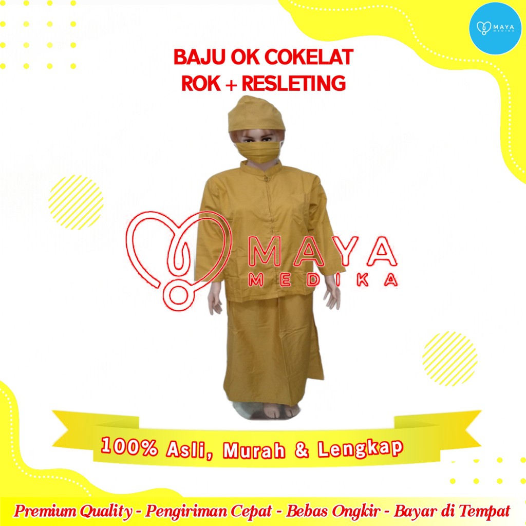 Baju OK Cokelat Lgn Panjang Baju Resleting Rok