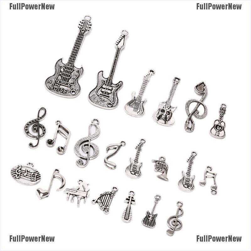 [FULLのJY] 21Pcs/Set Vintage Alloy Guitar Musical Note Charms Pendant DIY Jewelry Findings