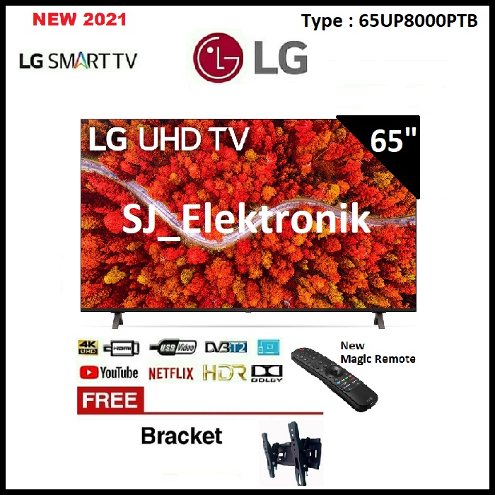 Braket + LED TV LG 65 Inch 65UP8000PTB - 65UP8000 Real 4K Smart UHD TV