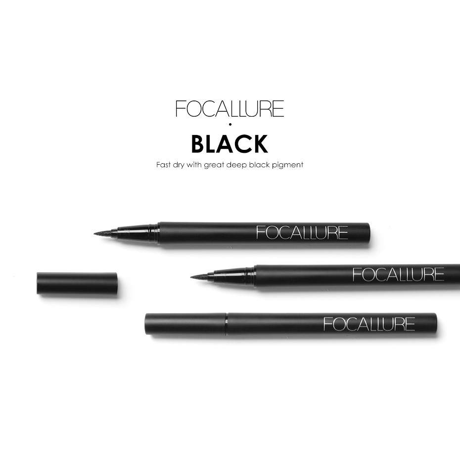 FOCALLURE Liquid Eyeliner All-Day Long Lasting Waterproof -Tahan air Black Liquid Eyeliner Pensil