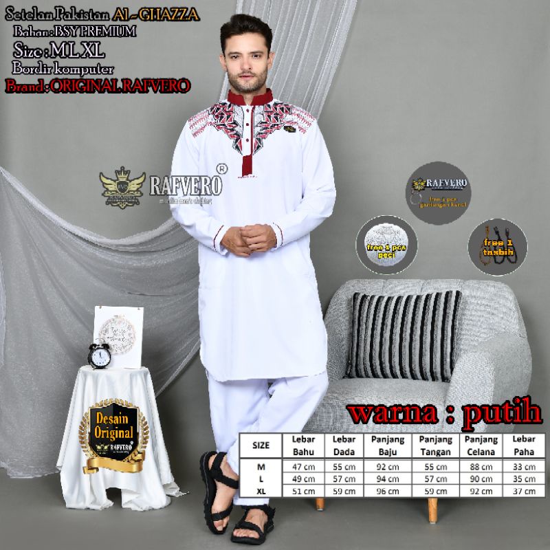 Setelan Pakistan Al - Ghazza ORIGINAL RAFVERO - Setelan Baju Koko pria