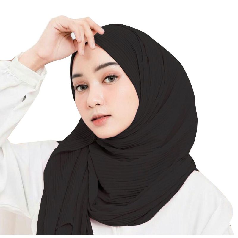 PASHMINA FULL PLISKET CERUTY PREMIUM HITAM